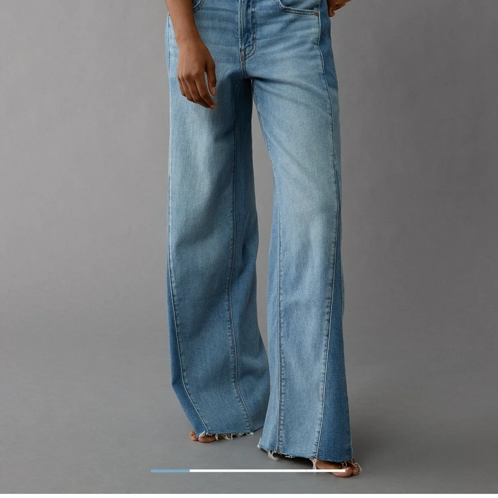 American Eagle Dreamy Drape STRETCH Patchwork Low-rise Baggy Jeans.   10 Short. - Picture 2 of 14